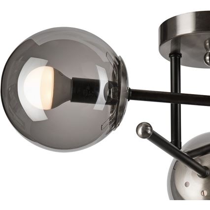 Plafonnier MALENA 3xE14/5W/230V noir/fumé
