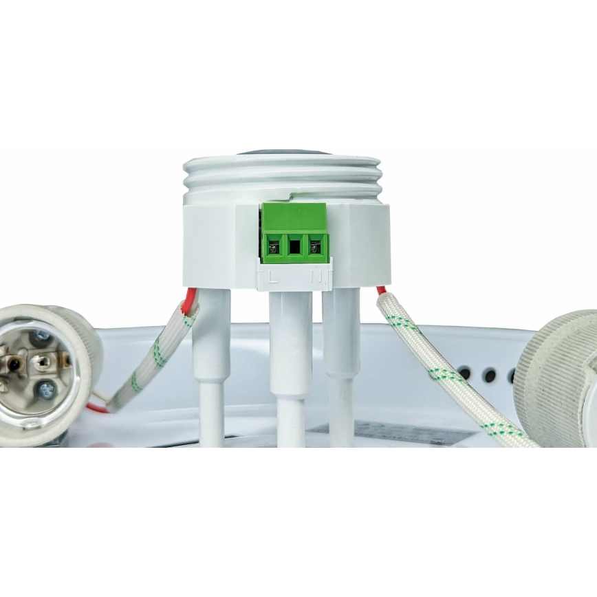 Plafonnier MANA 2xE27/40W/230V avec détecteur de mouvement et détecteur crépusculaire, Ø 30 cm, blanc