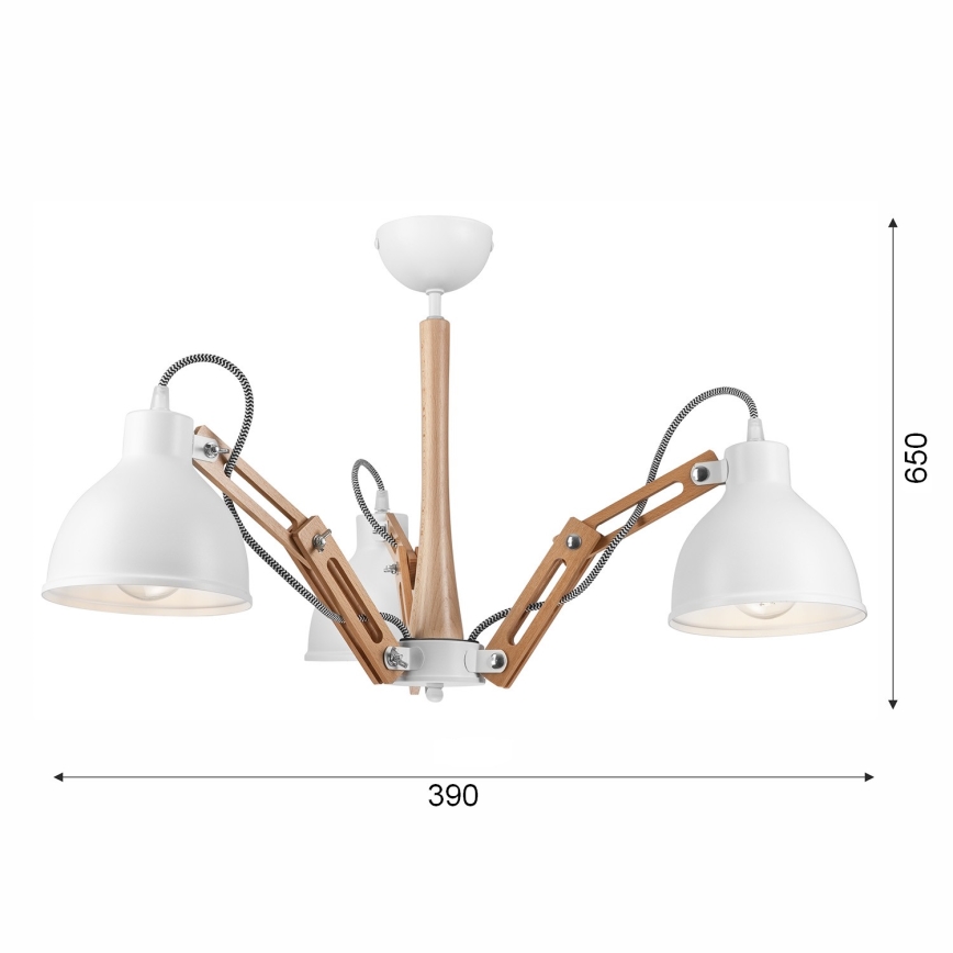 Plafonnier MARCELLO 3xE27/60W/230V en hêtre