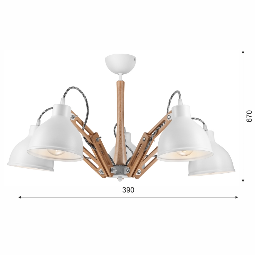 Plafonnier MARCELLO 5xE27/60W/230V - certifié FSC