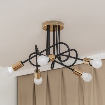 Plafonnier monté en surface OXFORD 5xE27/15W/230V doré/noir