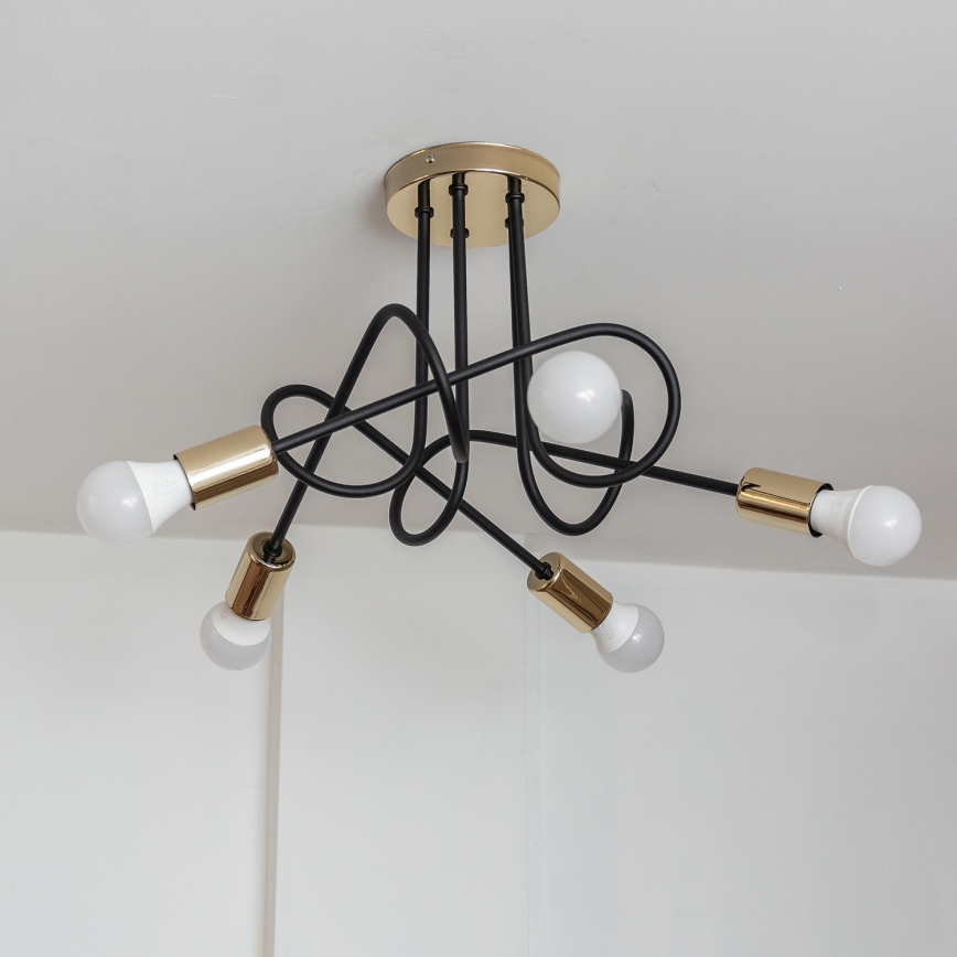 Plafonnier monté en surface OXFORD 5xE27/15W/230V doré/noir