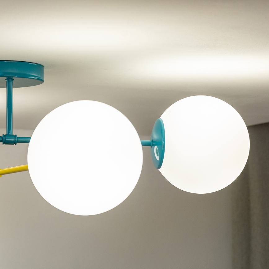 Plafonnier MOON 4xE27/15W/230V turquoise/jaune
