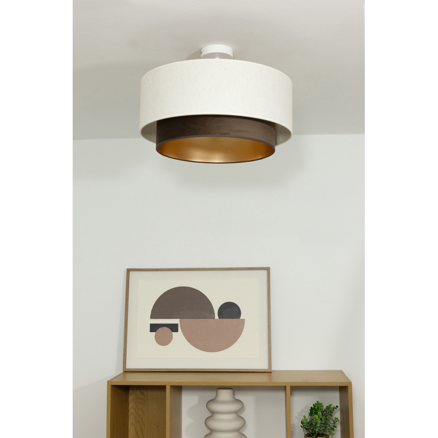 Plafonnier NATIA 1xE27/60W/230V Ø 45 cm blanc/marron