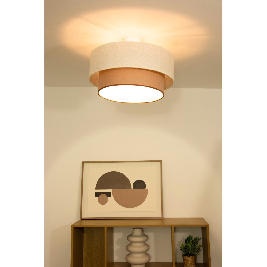 Plafonnier NATIA à montage en surface 1xE27/60W/230V blanc/marron