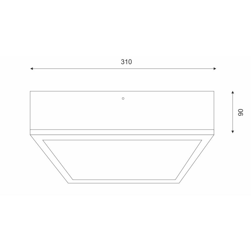 Plafonnier NATURAL SQUARE 2xE27/15W/230V 31x31 cm pin/noir