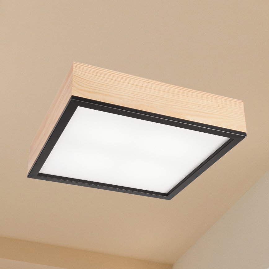 Plafonnier NATURAL SQUARE 4xE27/15W/230V 39x39 cm pin/noir