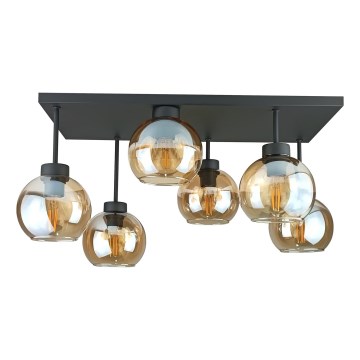 Plafonnier NESSA 6xE27/60W/230V noir/fumé beige