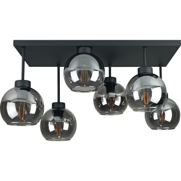 Plafonnier NESSA 6xE27/60W/230V noir/fumé noir