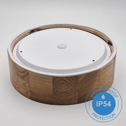 Plafonnier de salle de bain OAK 2xE27/15W/230V IP54 chêne ø 27 cm - FSC certifié