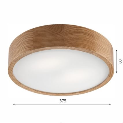 Plafonnier OAK 2xE27/60W/230V chêne ø 37,5 cm