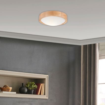 Plafonnier OAK SLIM 1xE27/60W/230V chêne ø 27 cm