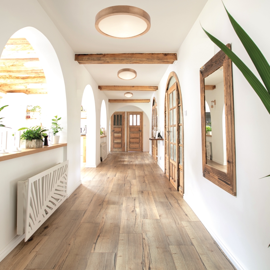 Plafonnier OAK SLIM 2xE27/60W/230V chêne ø 37 cm