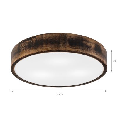 Plafonnier OAK SMOKY 3xE27/15W/230V ø 47,5 cm chêne/marron foncé