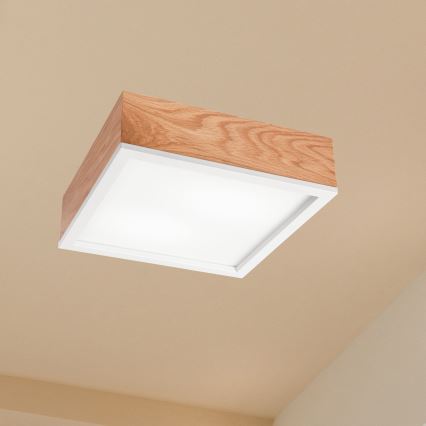 Plafonnier OAK SQUARE 2xE27/15W/230V 31x31 cm chêne/blanc