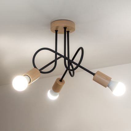 Plafonnier OXFORD 3xE27/15W/230V pin/noir