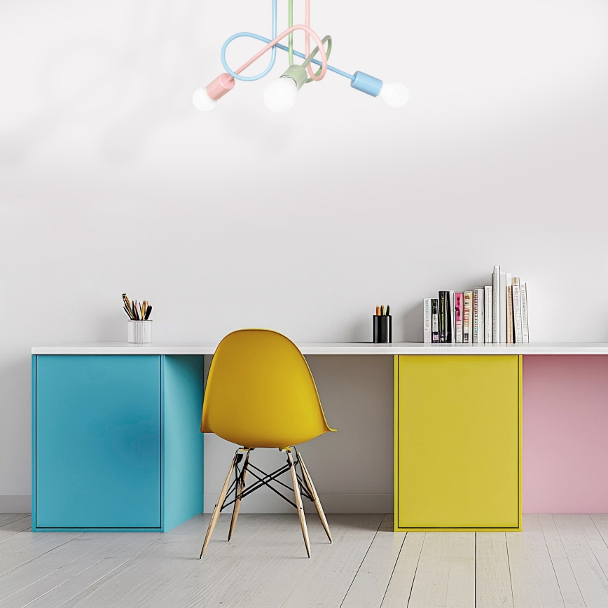 Plafonnier OXFORD 3xE27/15W/230V vert/rose/bleu