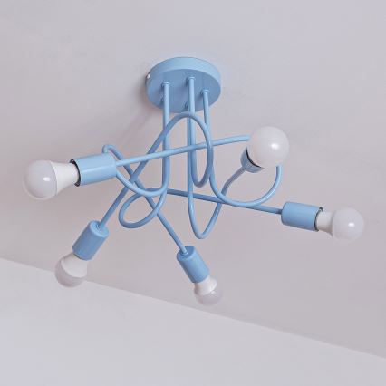 Plafonnier OXFORD 5xE27/15W/230V, bleu