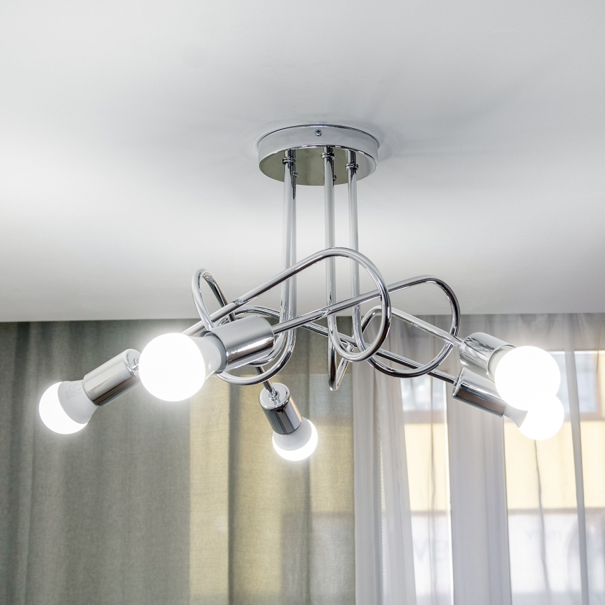 Plafonnier OXFORD 5xE27/15W/230V chrome brillant