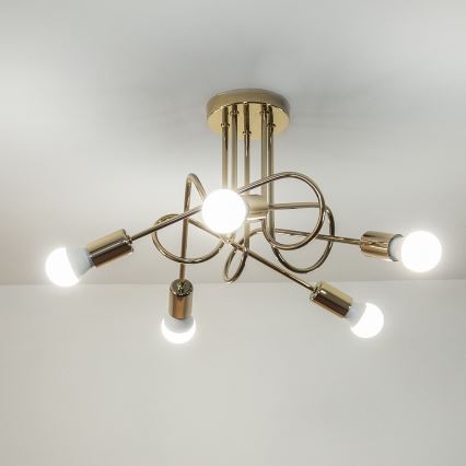 Plafonnier OXFORD 5xE27/15W/230V doré