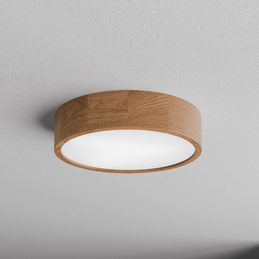 Plafonnier pour salle de bains CLEO avec détecteur, 3xE27/24W/230V, Ø 37,5 cm, IP54, chêne