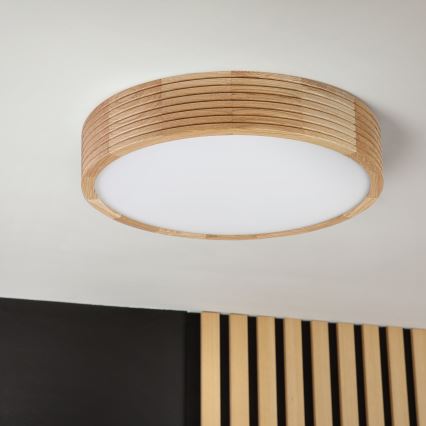 Plafonnier pour salle de bains LINARO 3xE27/15W/230V IP54, finition chêne, Ø 37 cm
