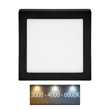 Plafonnier RAFA LED/18W/230V 3000/4000/6000K 22x22 cm noir