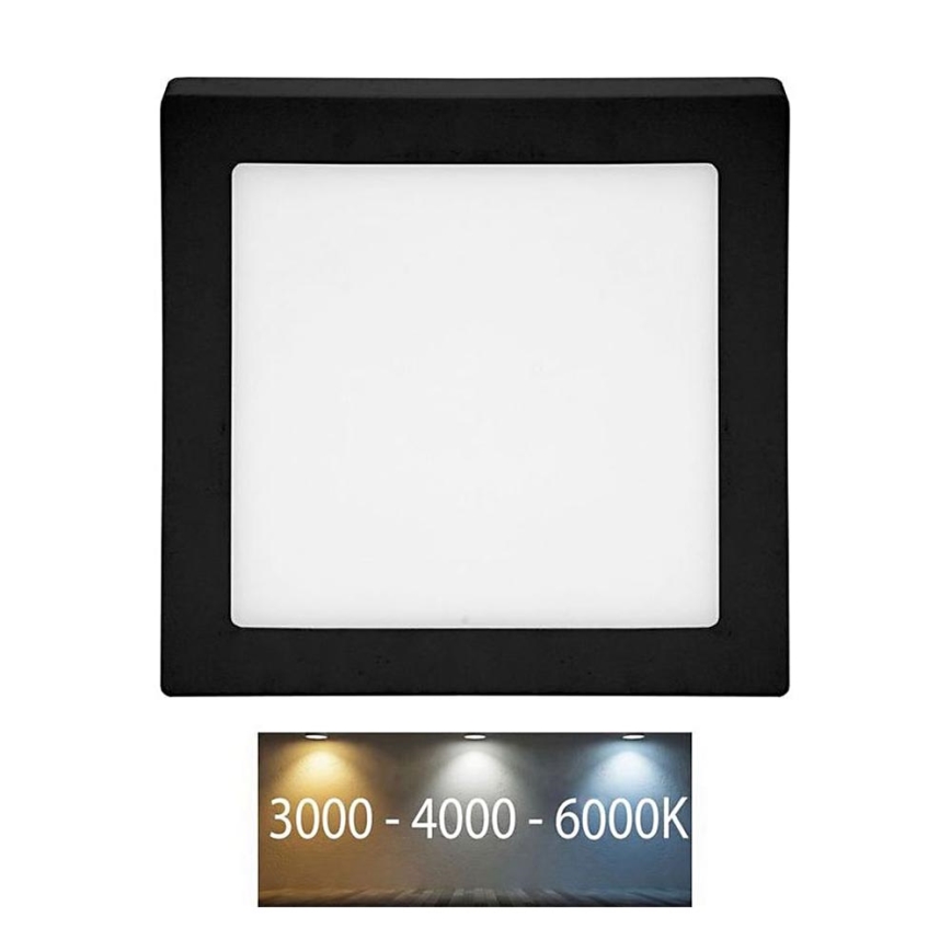 Plafonnier RAFA LED/18W/230V 3000/4000/6000K 22x22 cm noir