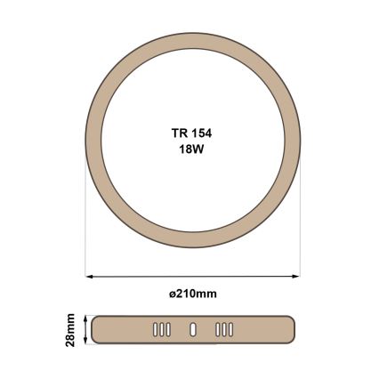 Plafonnier RING LED/18W/230V 4200K d. 21 cm marron
