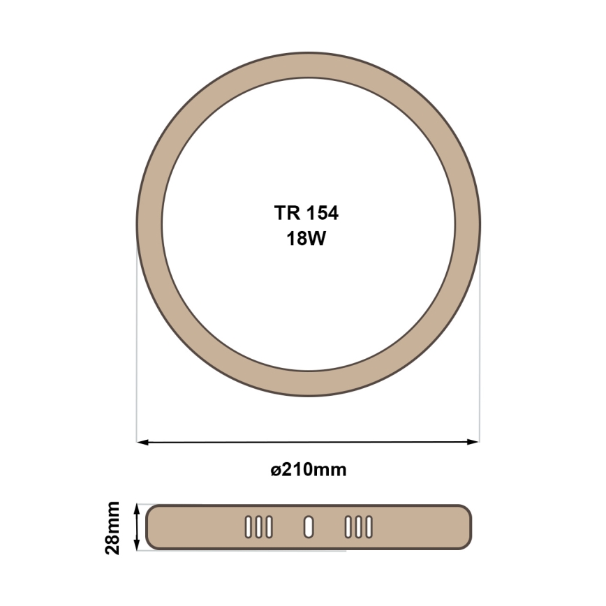 Plafonnier RING LED/18W/230V 4200K d. 21 cm marron