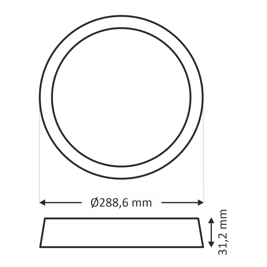 Plafonnier ROUND LED/24W/230V 4000K d. 28,8 cm noir
