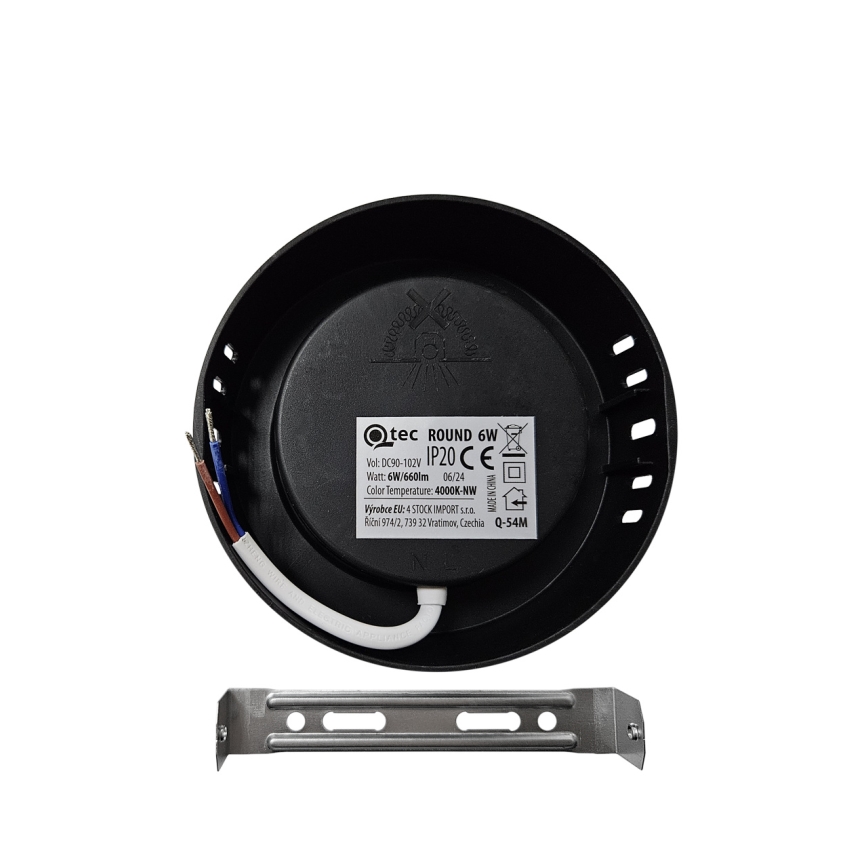 Plafonnier ROUND LED/6W/230V 4000K d. 12,1 cm noir