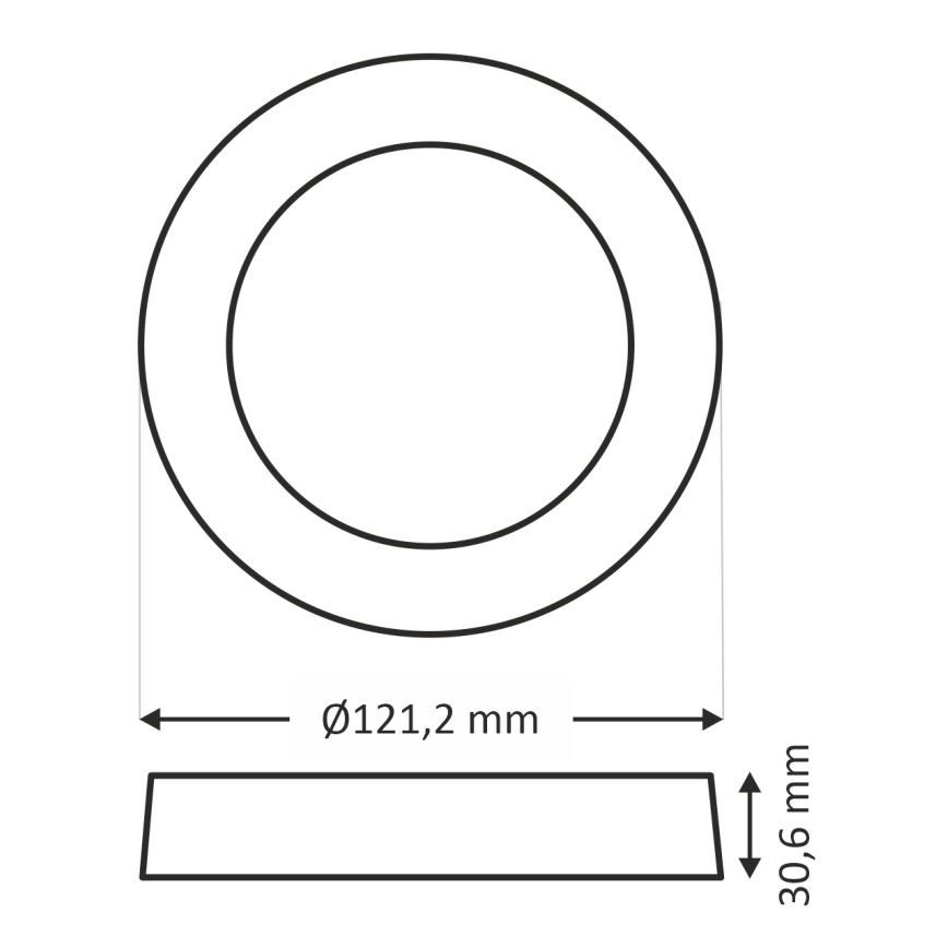 Plafonnier ROUND LED/6W/230V 4000K d. 12,1 cm noir