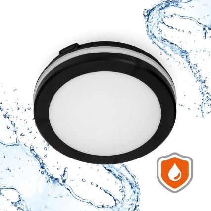 Plafonnier salle de bain avec détecteur LED/12W/230V 3000/4000/6500K IP65 d. 20 cm noir + télécommande