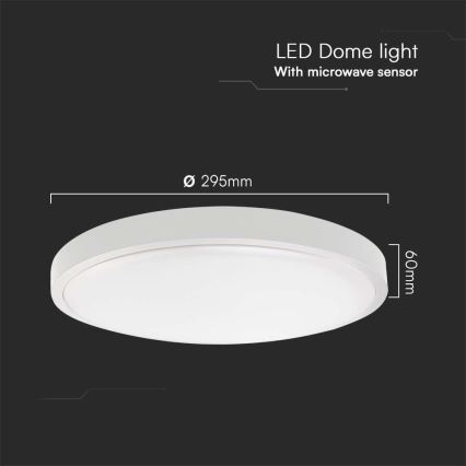 Plafonnier salle de bain avec détecteur LED/18W/230V 3000K IP44 blanc + télécommande