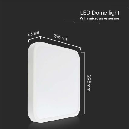 Plafonnier salle de bain avec détecteur LED/18W/230V 4000K IP44 blanc + télécommande