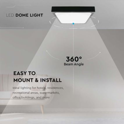 Plafonnier salle de bain avec détecteur LED/18W/230V 4000K IP44 noir