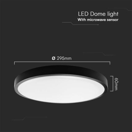 Plafonnier salle de bain avec détecteur LED/18W/230V 4000K IP44 noir + télécommande