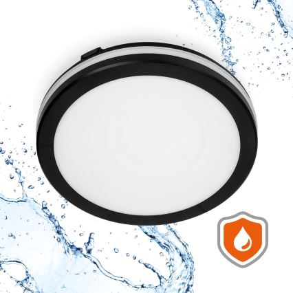 Plafonnier salle de bain avec détecteur LED/18W/230V 3000/4000/6500K IP65 d. 30 cm noir + télécommande