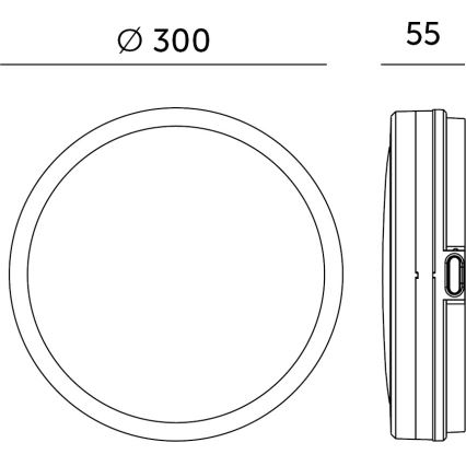 Plafonnier salle de bain avec détecteur NAIROS LED/24W/230V IP65 3000/4000/6500K d. 30 cm noir + télécommande