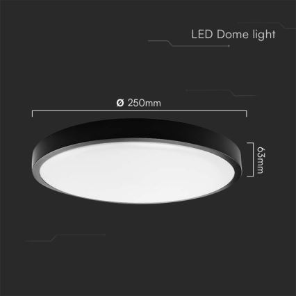 Plafonnier salle de bain LED/18W/230V 4000K IP44 noir