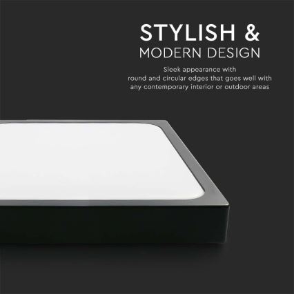 Plafonnier salle de bain LED/18W/230V 6500K IP44 22,5x22,5 cm noir