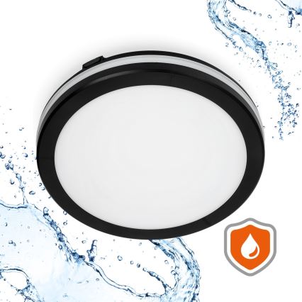 Plafonnier salle de bain LED/18W/230V 3000/4000/6500K IP65 d. 30 cm noir