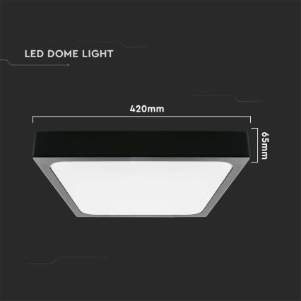 Plafonnier salle de bain LED/30W/230V 3000K IP44 42x42 cm noir