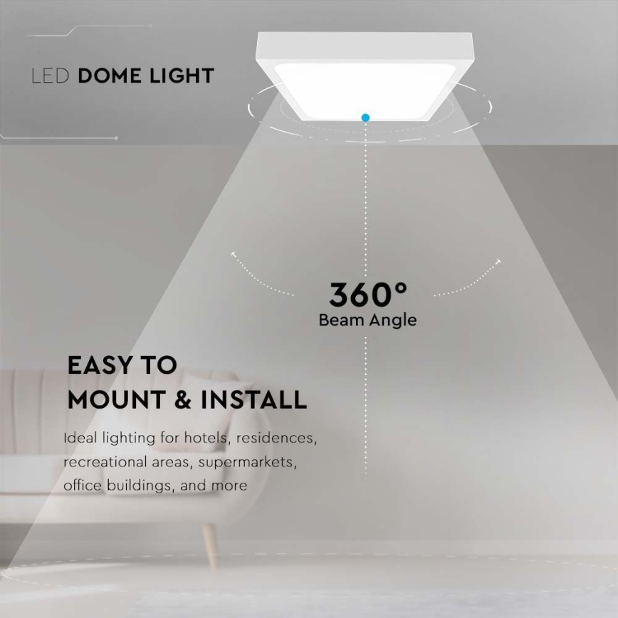 Plafonnier salle de bain LED/30W/230V 4000K IP44 42x42 cm blanc