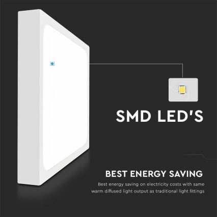 Plafonnier salle de bain LED/30W/230V 4000K IP44 42x42 cm blanc