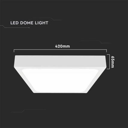 Plafonnier salle de bain LED/30W/230V 4000K IP44 42x42 cm blanc