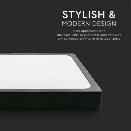 Plafonnier salle de bain LED/30W/230V 4000K IP44 42x42 cm noir