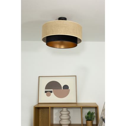 Plafonnier SARTA 1xE27/60W/230V, diam. 45 cm, noir/jute