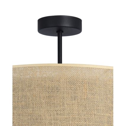 Plafonnier SARTA 1xE27/60W/230V, diam. 45 cm, noir/jute